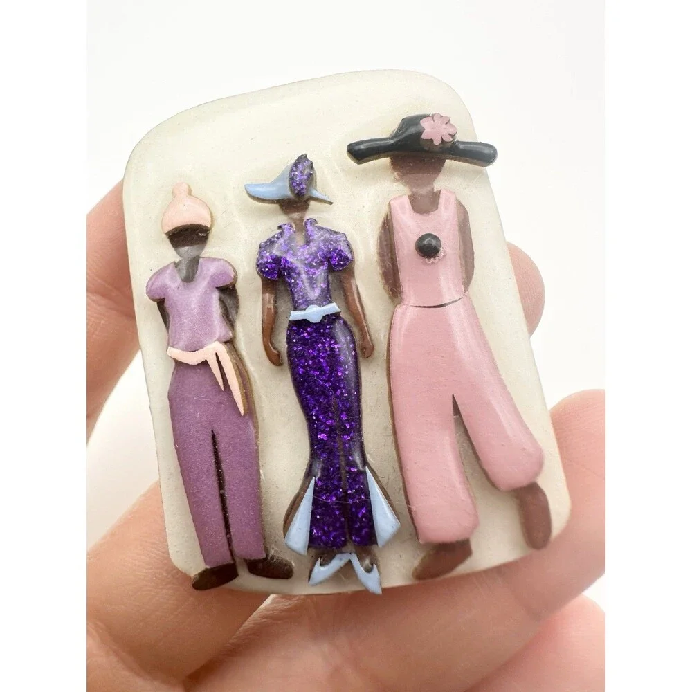 Woman Pins by Lucinda Brooch Pin 3 Women All Dressed Up